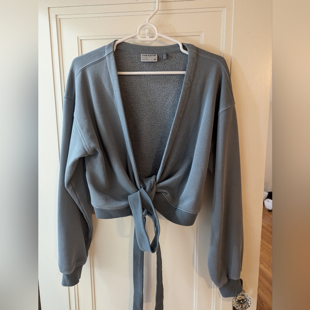 Frank & Oak wrap sweatshirt, blue/grey, XS